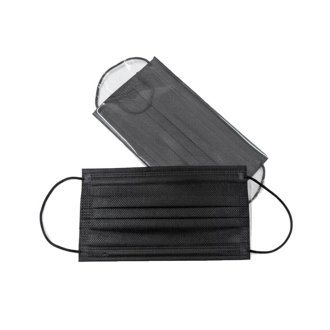 Tapabocas Triple Capa Negro Empaque Individual - Imagen 2